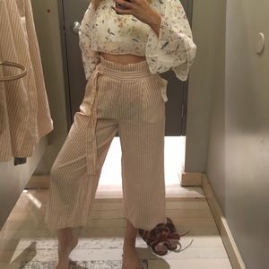Forever 21 Beige and White Striped Pants
